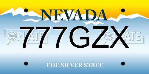 777GZX Nevada License Plate