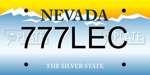 777LEC Nevada License Plate