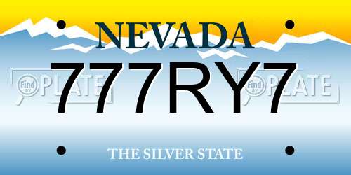 777RY7 Nevada License Plate