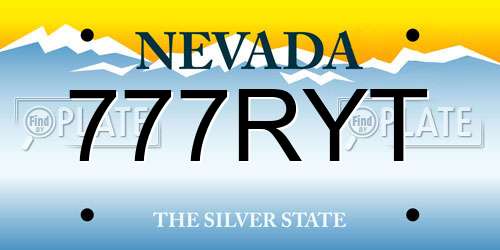 777RYT Nevada License Plate