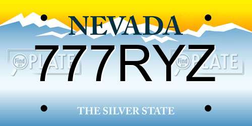 777RYZ Nevada License Plate