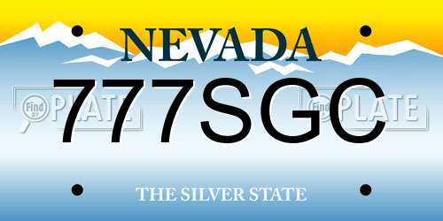 777SGC Nevada License Plate