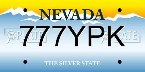 777YPK Nevada License Plate