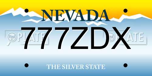 777ZDX Nevada License Plate