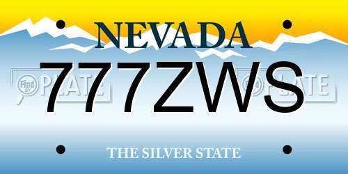 777ZWS Nevada License Plate