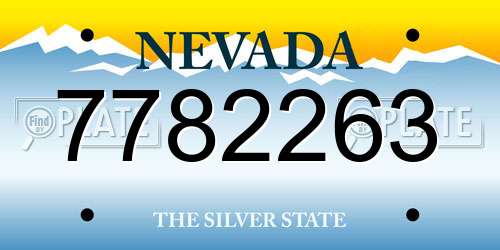 7782263 Nevada License Plate