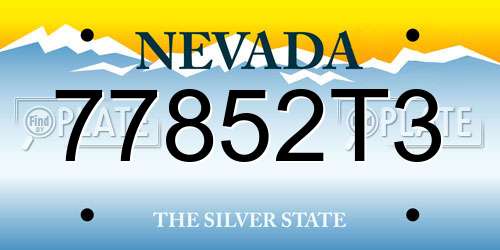 77852T3 Nevada License Plate