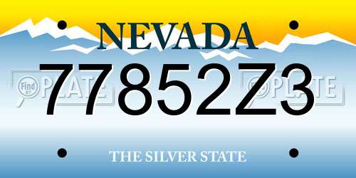 77852Z3 Nevada License Plate