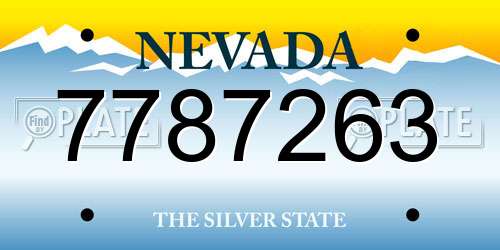 7787263 Nevada License Plate