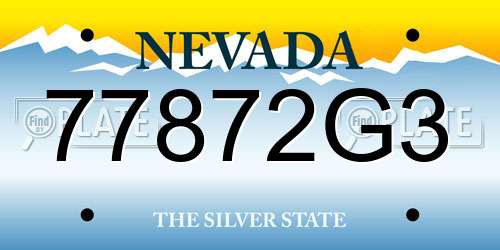 77872G3 Nevada License Plate