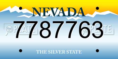 7787763 Nevada License Plate
