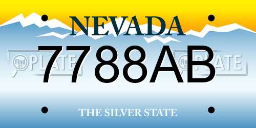 7788AB Nevada License Plate