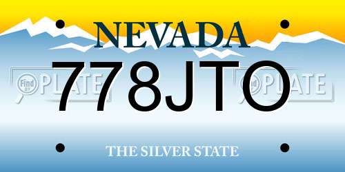 778JTO Nevada License Plate