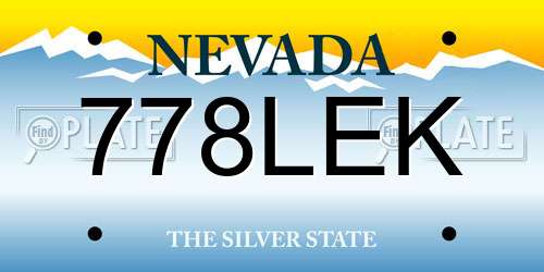 778LEK Nevada License Plate