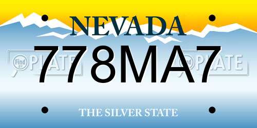 778MA7 Nevada License Plate