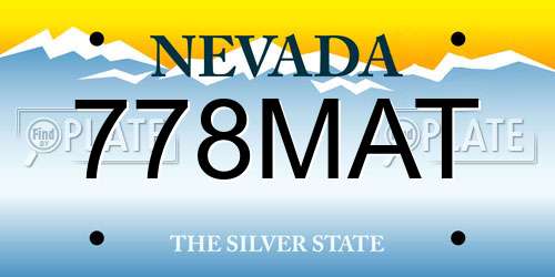 778MAT Nevada License Plate