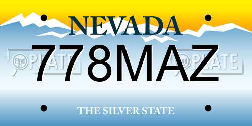 778MAZ Nevada License Plate