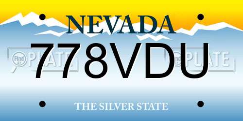 778VDU Nevada License Plate