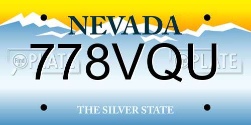 778VQU Nevada License Plate