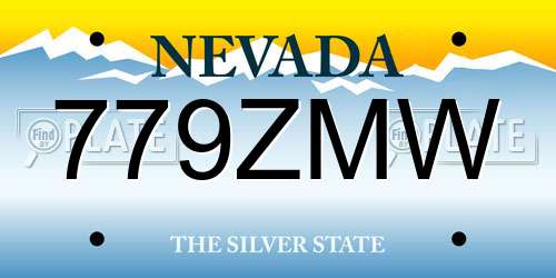 779ZMW Nevada License Plate