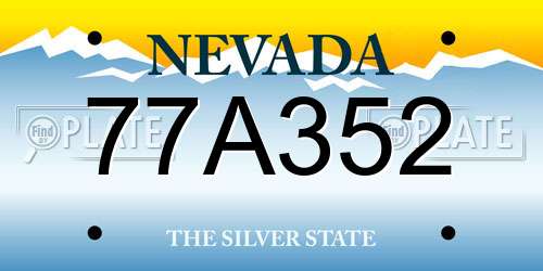 77A352 Nevada License Plate