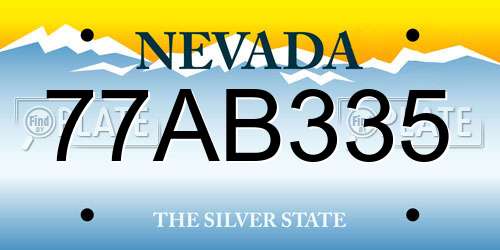 77AB335 Nevada License Plate