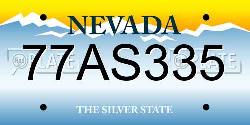 77AS335 Nevada License Plate