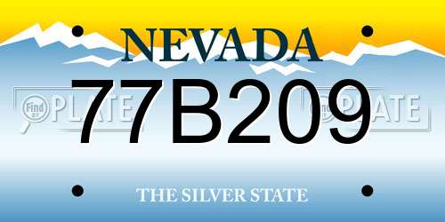 77B209 Nevada License Plate
