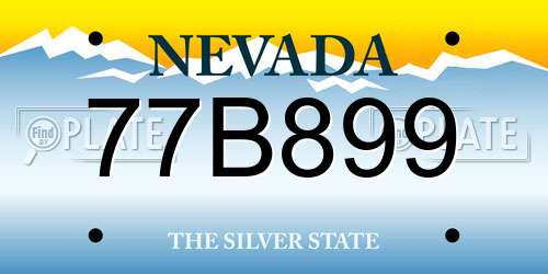 77B899 Nevada License Plate