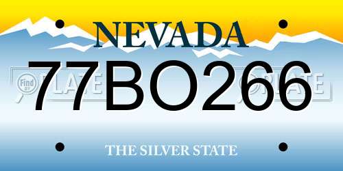 77BO266 Nevada License Plate