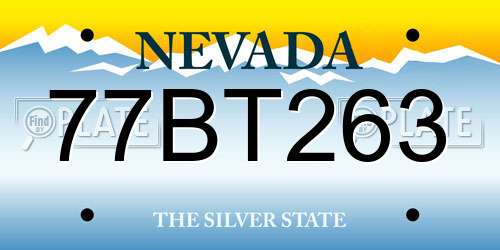 77BT263 Nevada License Plate
