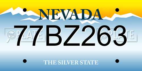 77BZ263 Nevada License Plate