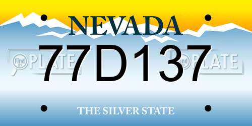 77D137 Nevada License Plate