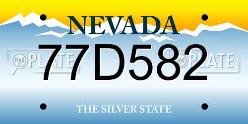 77D582 Nevada License Plate
