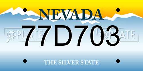 77D703 Nevada License Plate