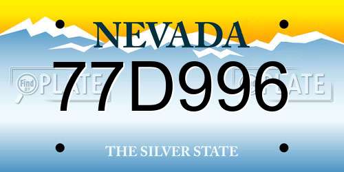 77D996 Nevada License Plate
