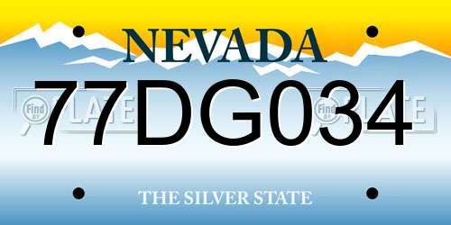77DG034 Nevada License Plate