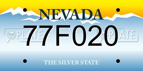 77F020 Nevada License Plate