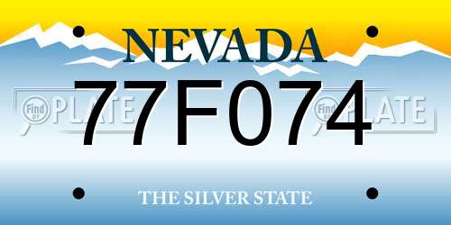 77F074 Nevada License Plate