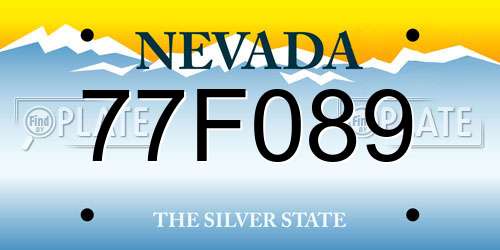 77F089 Nevada License Plate
