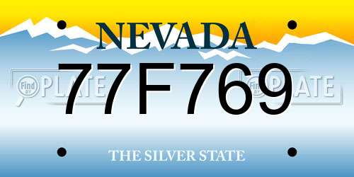 77F769 Nevada License Plate