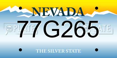 77G265 Nevada License Plate