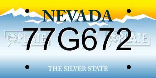 77G672 Nevada License Plate