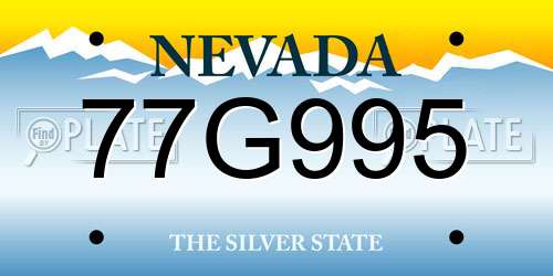 77G995 Nevada License Plate