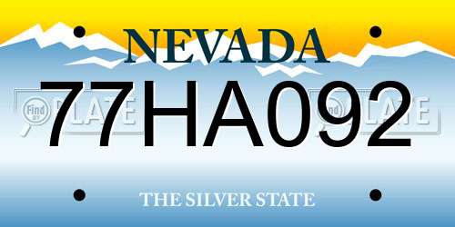 77HA092 Nevada License Plate