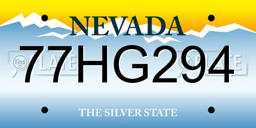 77HG294 Nevada License Plate