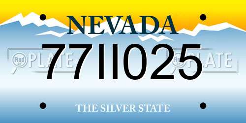 77II025 Nevada License Plate