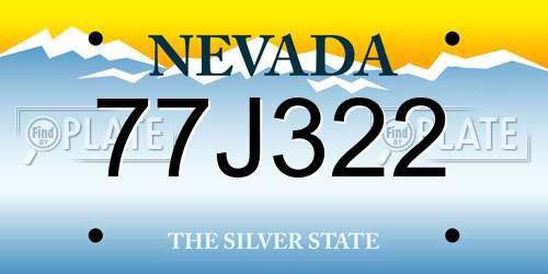 77J322 Nevada License Plate
