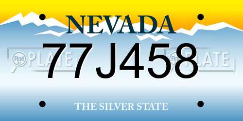 77J458 Nevada License Plate