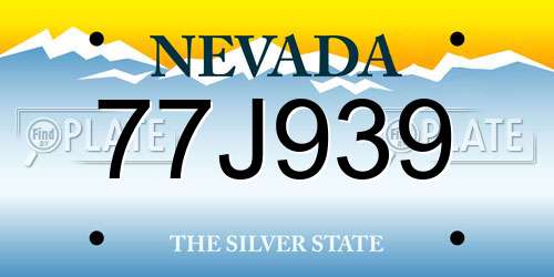 77J939 Nevada License Plate